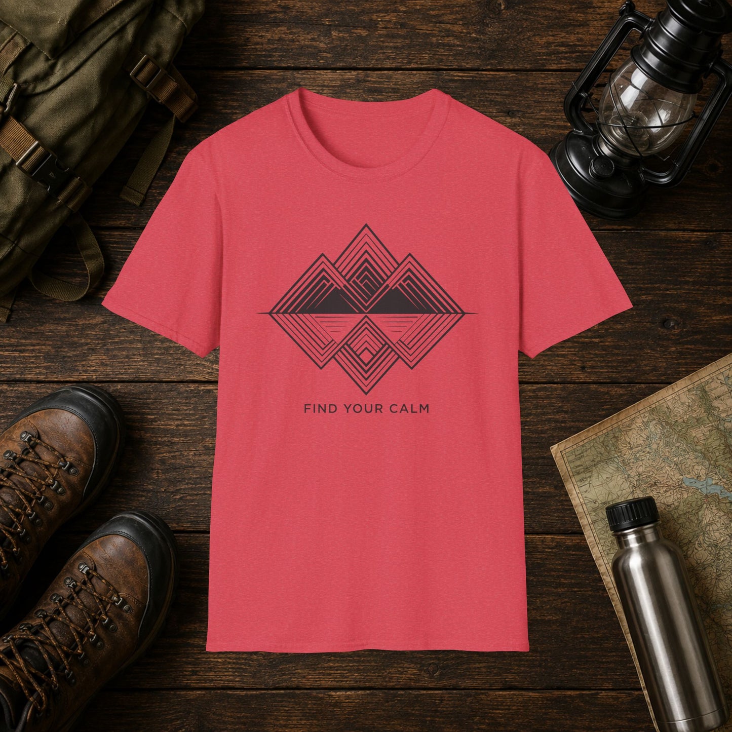 Calm Geometric Mountain Tee — "Find Your Calm" Graphic T-Shirt
