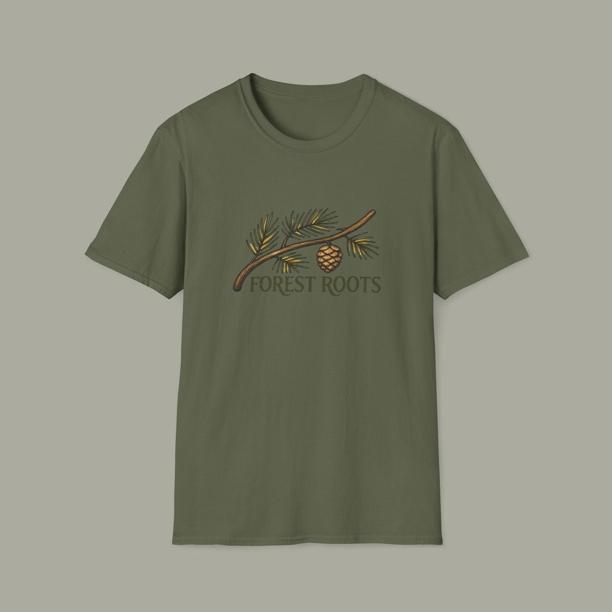 Forest Roots T‑Shirt — Pine Cone Branch Nature Tee