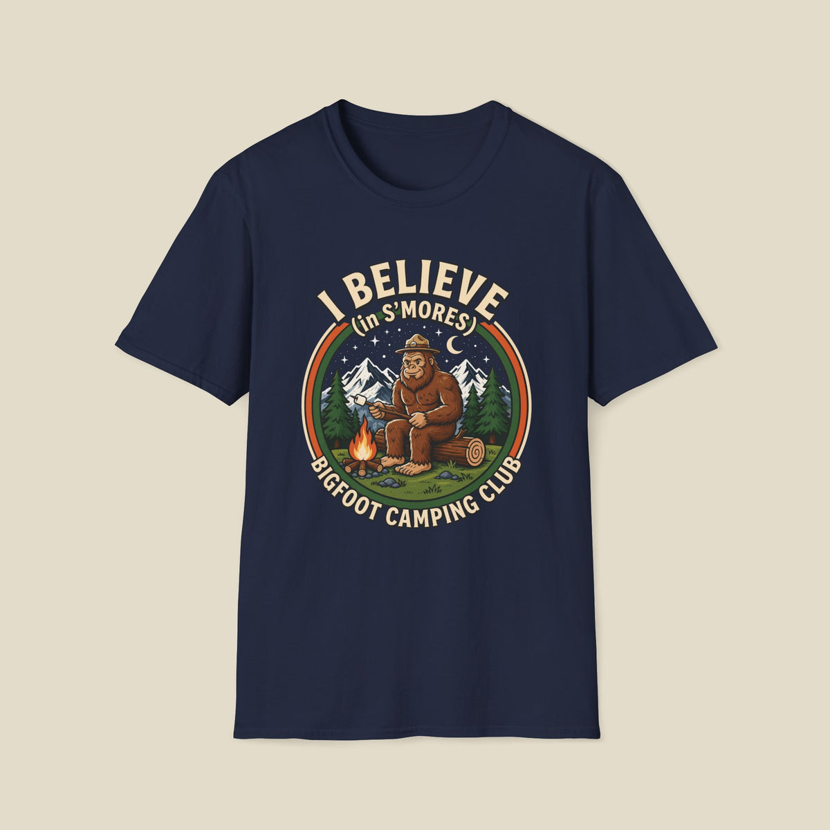 Bigfoot Camping Club T-Shirt – "I Believe in S'mores" Vintage Campfire Tee