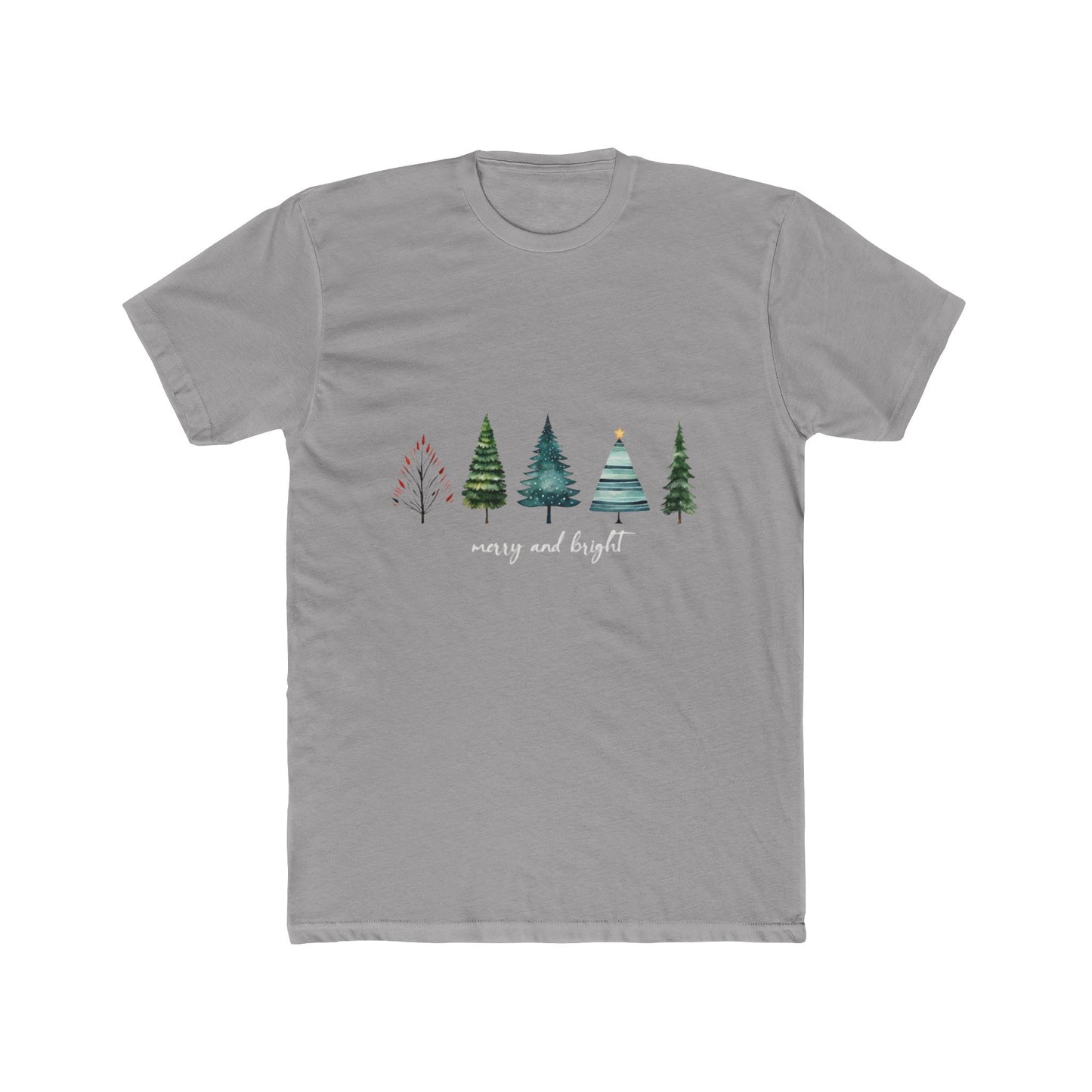 Minimal Christmas Trees Crew Tee — Holiday Forest Graphic T-Shirt