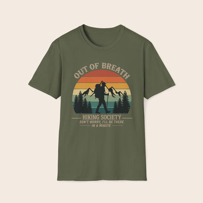 Out of Breath Hiking Society T-Shirt — Funny Retro Hiker Tee