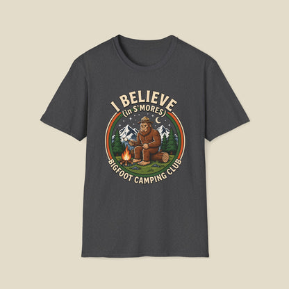 Bigfoot Camping Club T-Shirt – "I Believe in S'mores" Vintage Campfire Tee