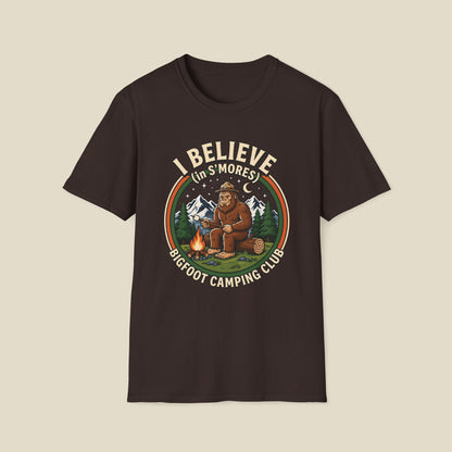 Bigfoot Camping Club T-Shirt – "I Believe in S'mores" Vintage Campfire Tee