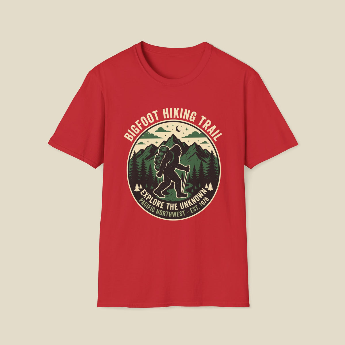Bigfoot Hiking Trail T-Shirt — Explore the Unknown Outdoor Adventure Tee