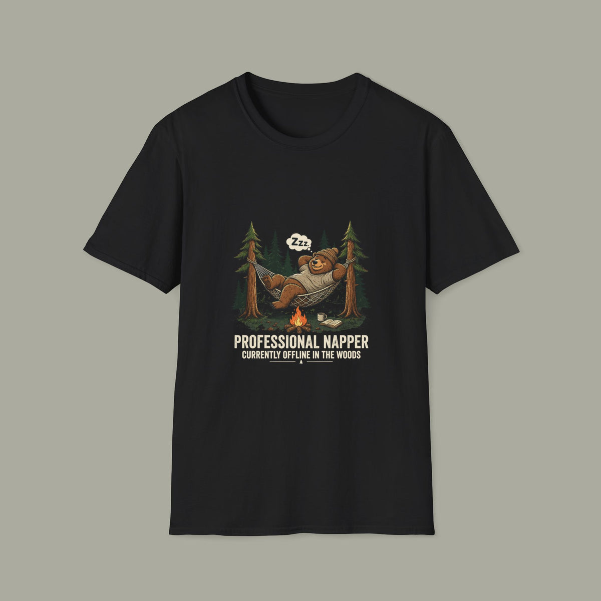 Professional Napper T-Shirt — "Currently Offline In The Woods" Camping Tee