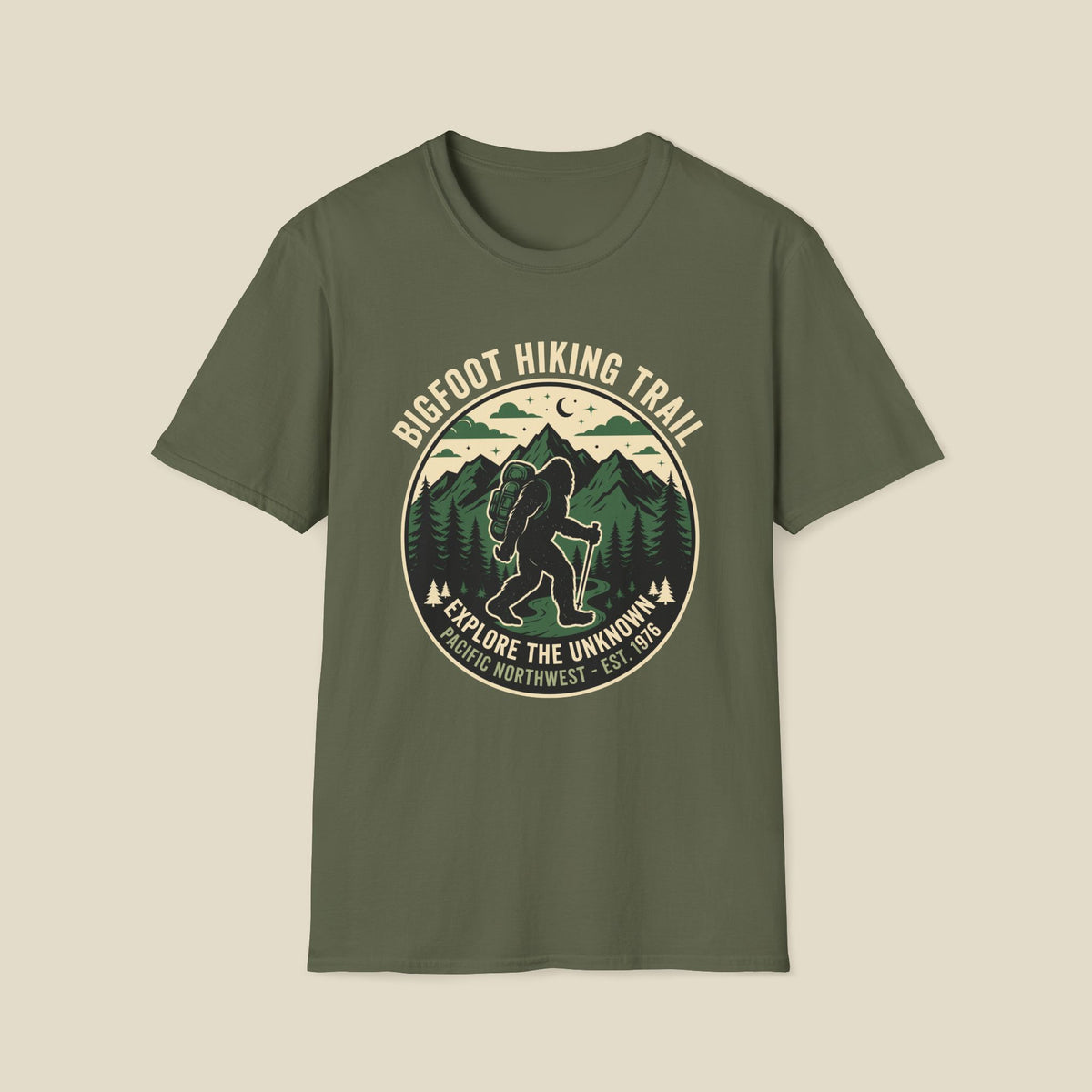 Bigfoot Hiking Trail T-Shirt — Explore the Unknown Outdoor Adventure Tee