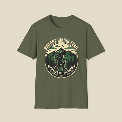 Bigfoot Hiking Trail T-Shirt — Explore the Unknown Outdoor Adventure Tee