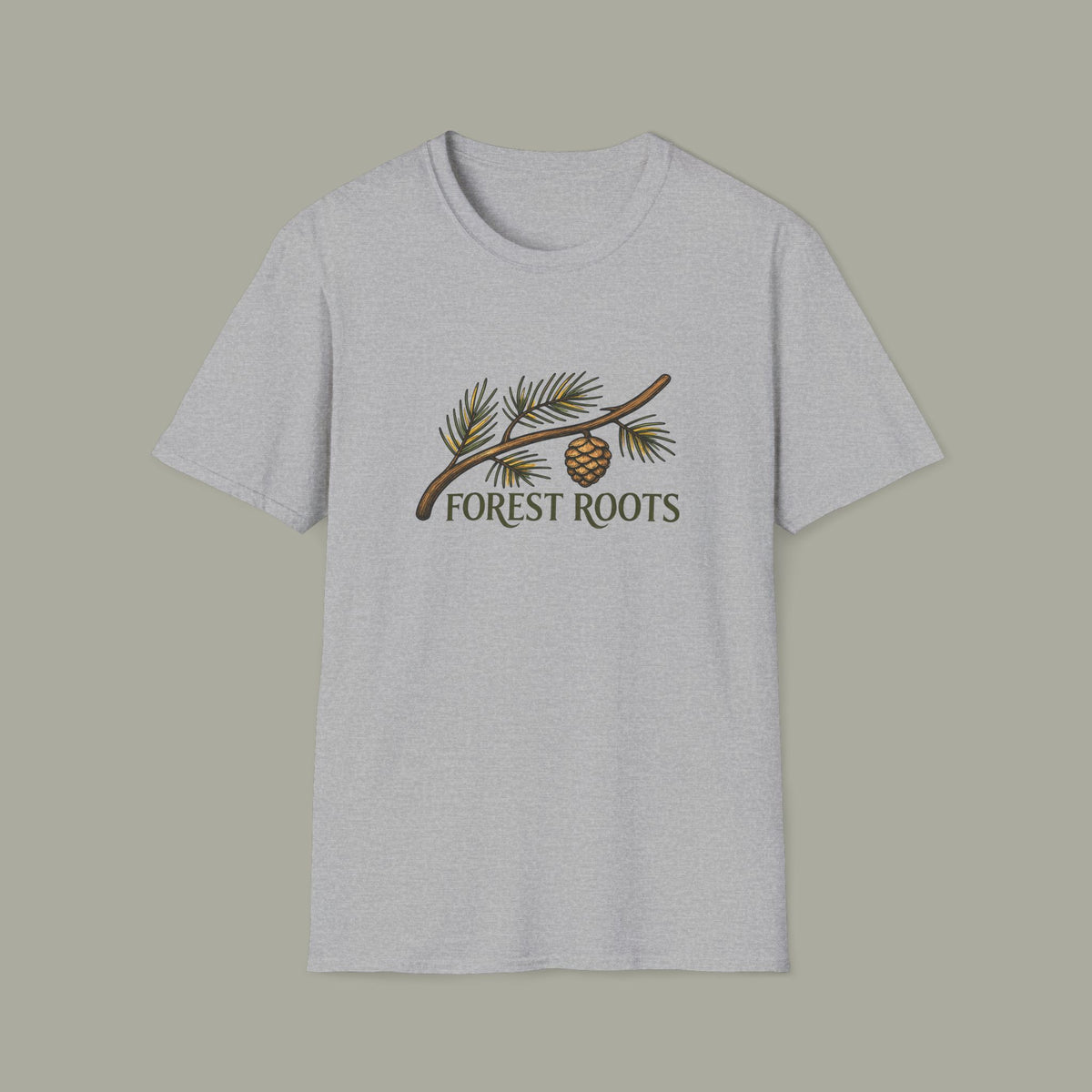 Forest Roots T‑Shirt — Pine Cone Branch Nature Tee