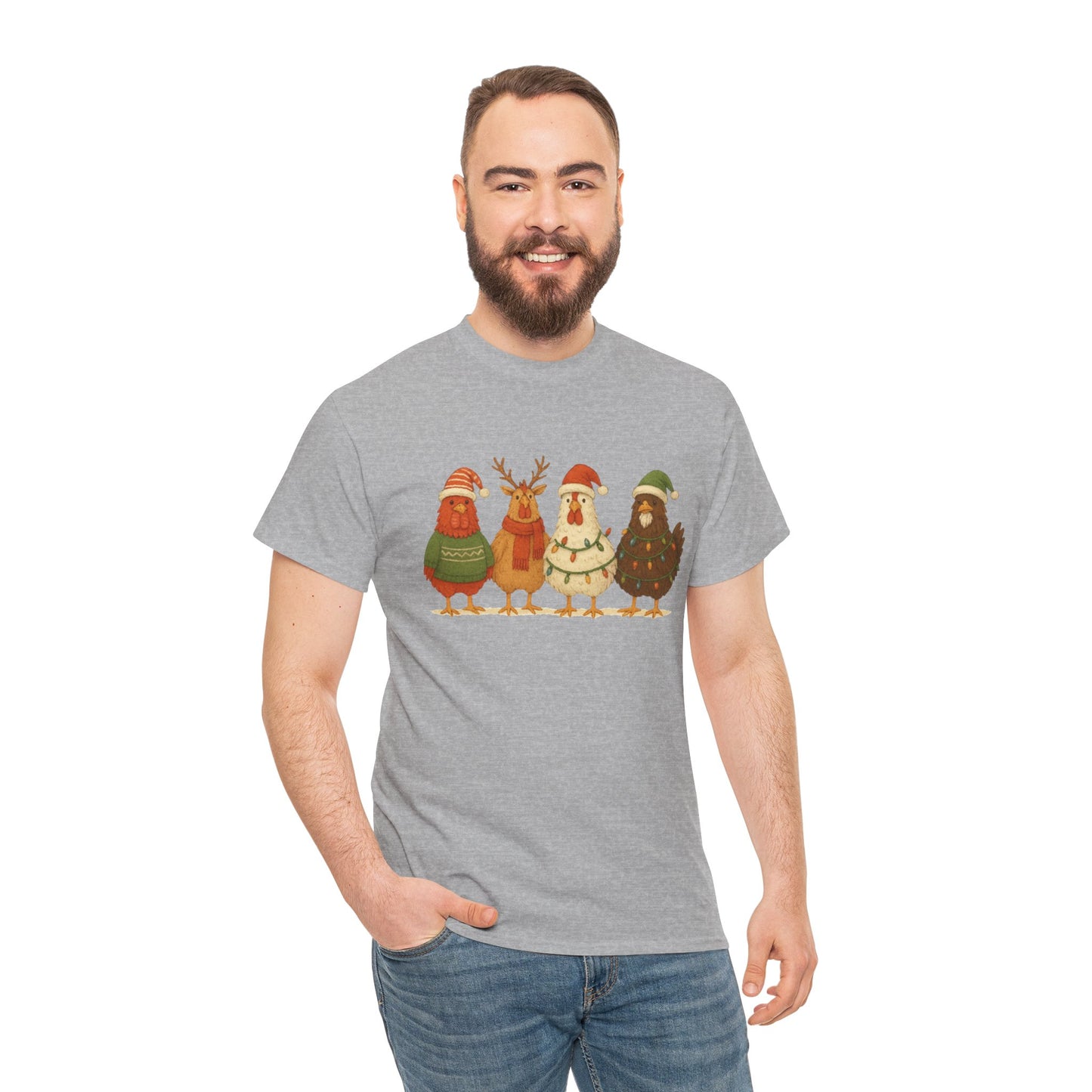Christmas Chickens Holiday T‑Shirt — Festive Farmyard Birds in Santa Hats