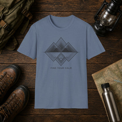 Calm Geometric Mountain Tee — "Find Your Calm" Graphic T-Shirt