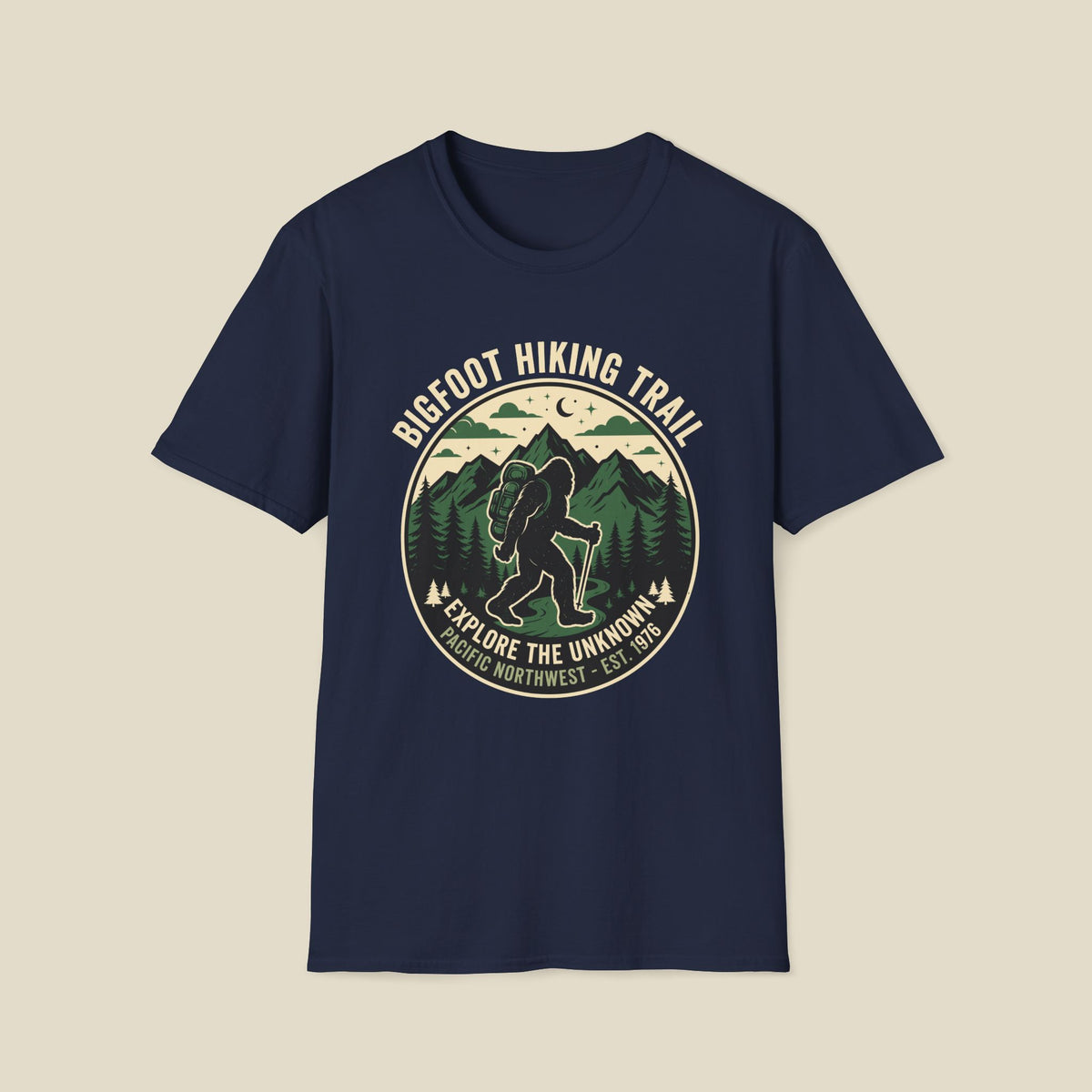 Bigfoot Hiking Trail T-Shirt — Explore the Unknown Outdoor Adventure Tee