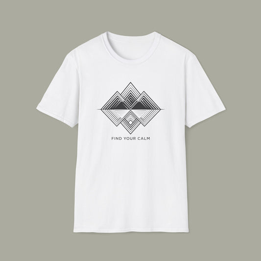 Calm Geometric Mountain Tee — "Find Your Calm" Graphic T-Shirt