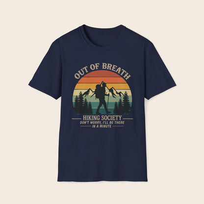 Out of Breath Hiking Society T-Shirt — Funny Retro Hiker Tee