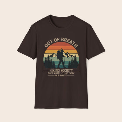 Out of Breath Hiking Society T-Shirt — Funny Retro Hiker Tee