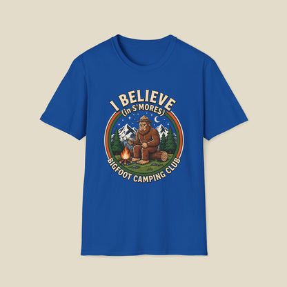 Bigfoot Camping Club T-Shirt – "I Believe in S'mores" Vintage Campfire Tee