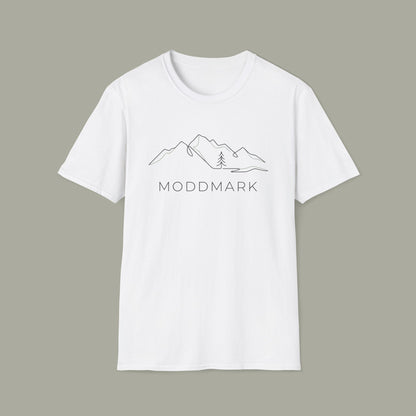 Minimal Mountain T-Shirt — 'MODDMARK' Line Art Outdoor Tee