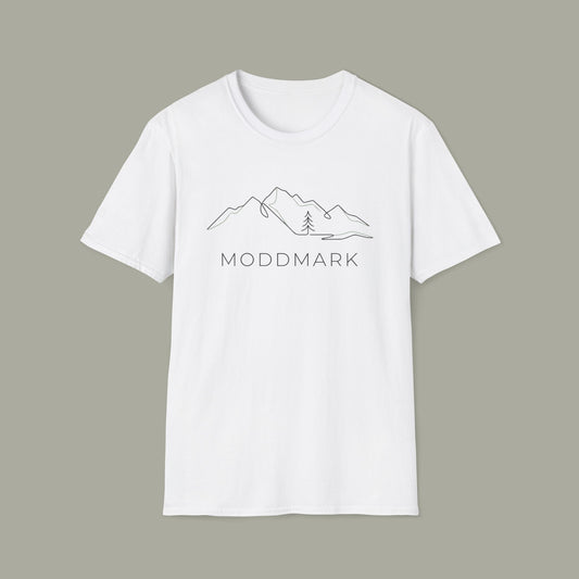 Minimal Mountain T-Shirt — 'MODDMARK' Line Art Outdoor Tee