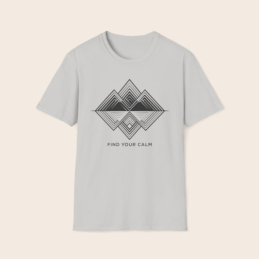 Calm Geometric Mountain Tee — "Find Your Calm" Graphic T-Shirt
