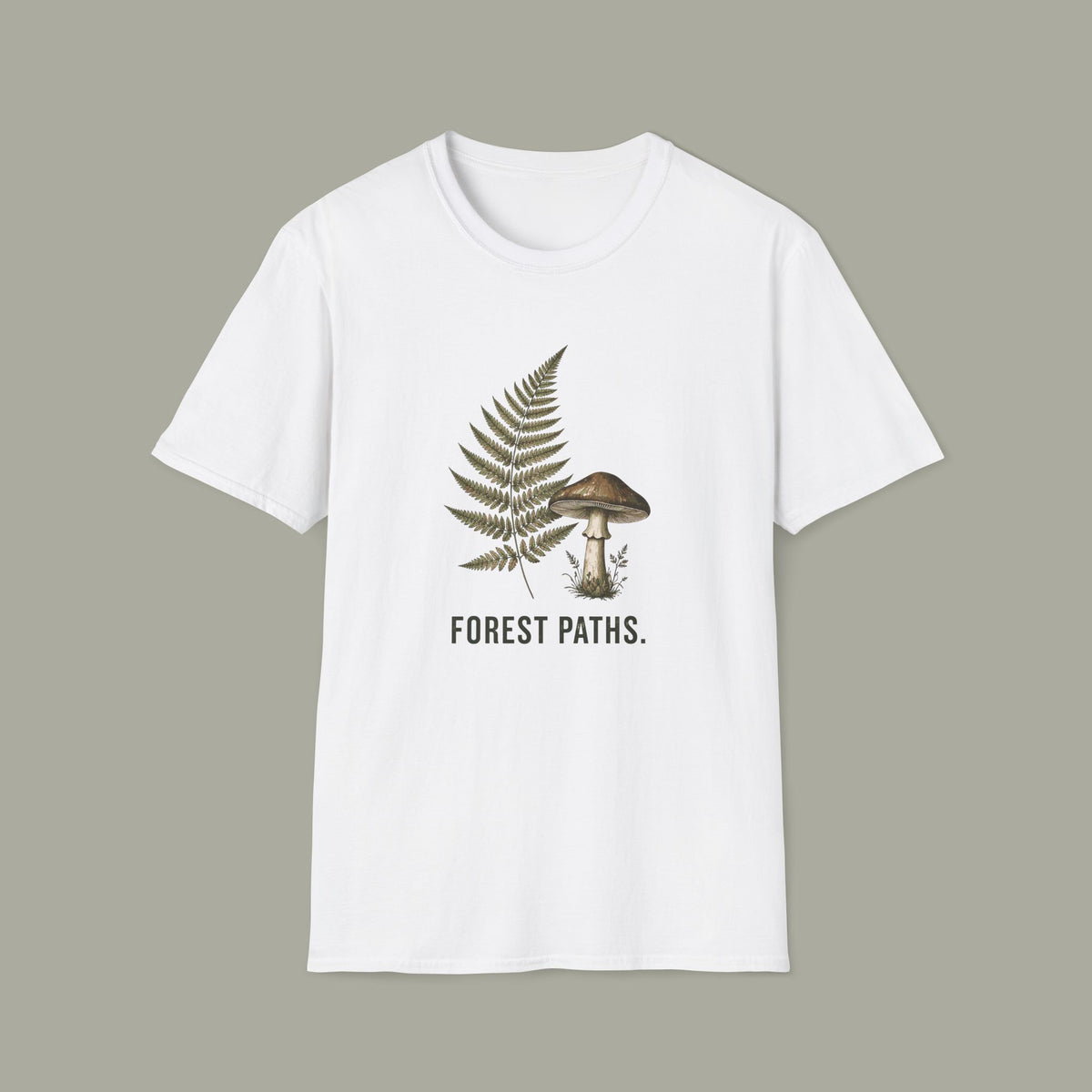 Forest Paths T-Shirt — Botanical Fern & Mushroom Nature Tee