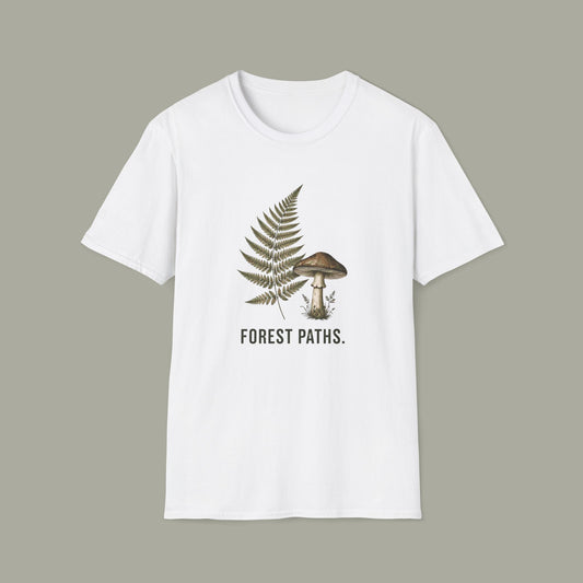 Forest Paths T-Shirt — Botanical Fern & Mushroom Nature Tee