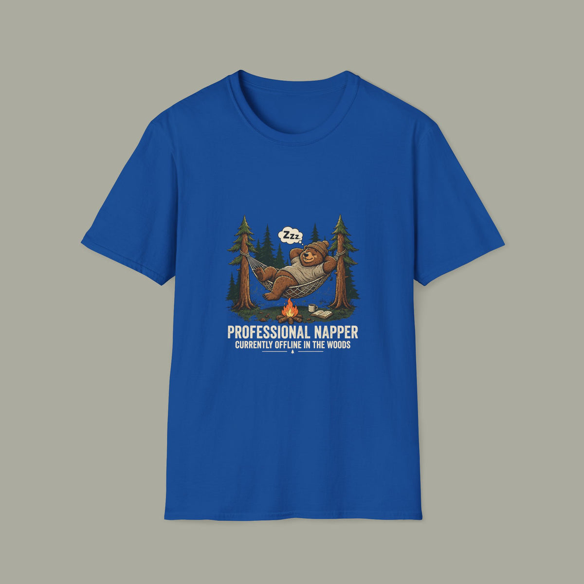 Professional Napper T-Shirt — "Currently Offline In The Woods" Camping Tee