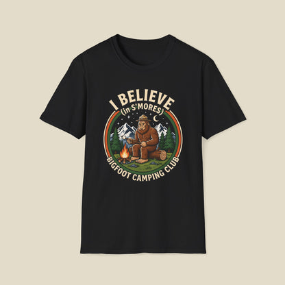 Bigfoot Camping Club T-Shirt – "I Believe in S'mores" Vintage Campfire Tee
