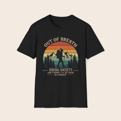 Out of Breath Hiking Society T-Shirt — Funny Retro Hiker Tee