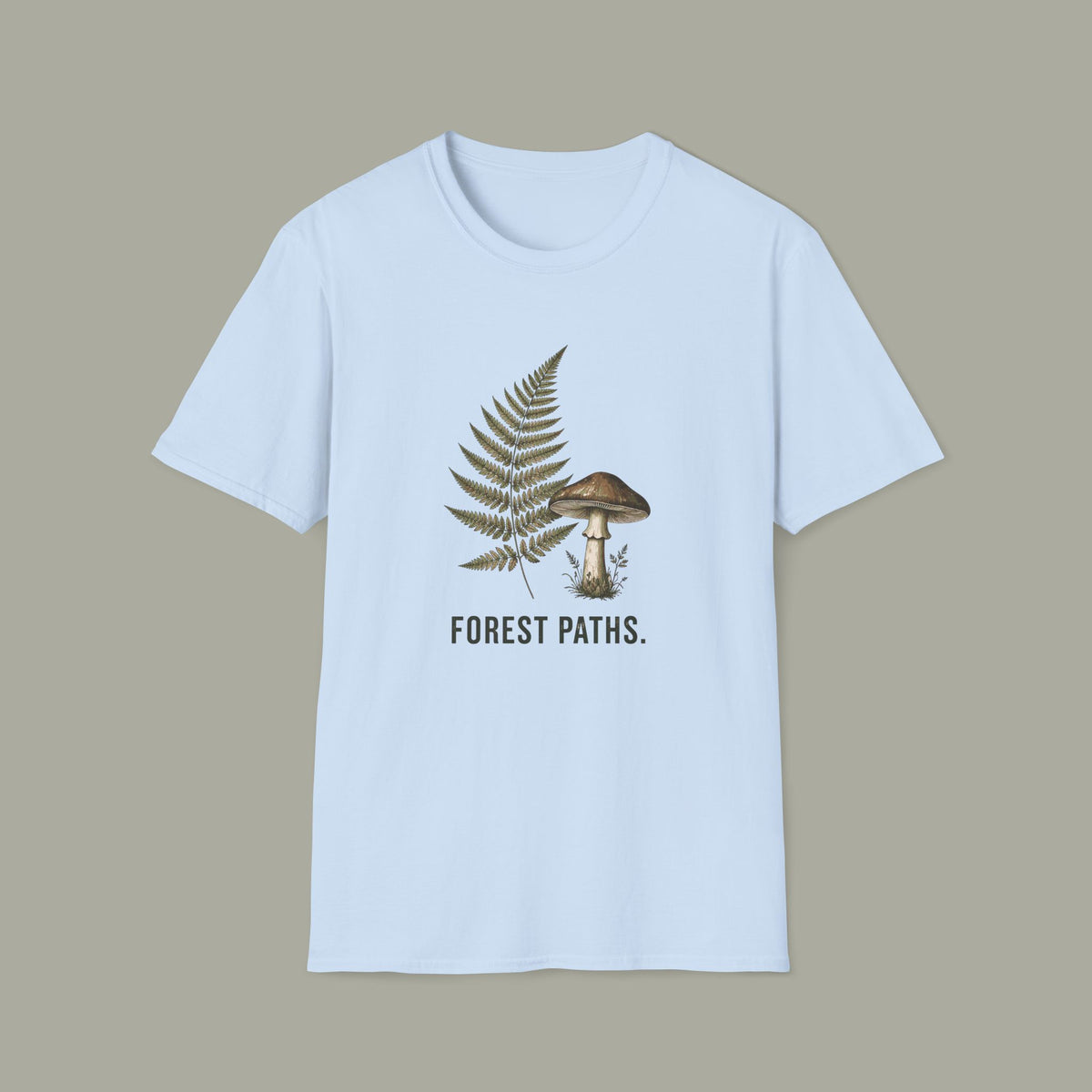 Forest Paths T-Shirt — Botanical Fern & Mushroom Nature Tee