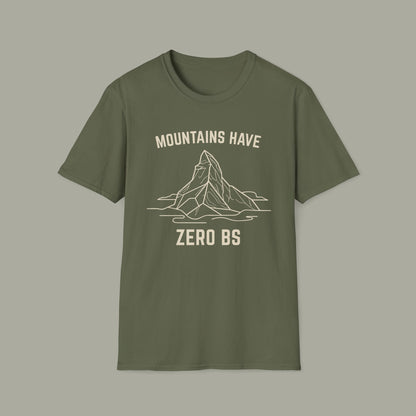 Mountains Have Zero BS T-Shirt — Outdoor Adventure Mountain Graphic Tee