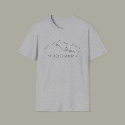 Minimal Mountain T-Shirt — 'MODDMARK' Line Art Outdoor Tee