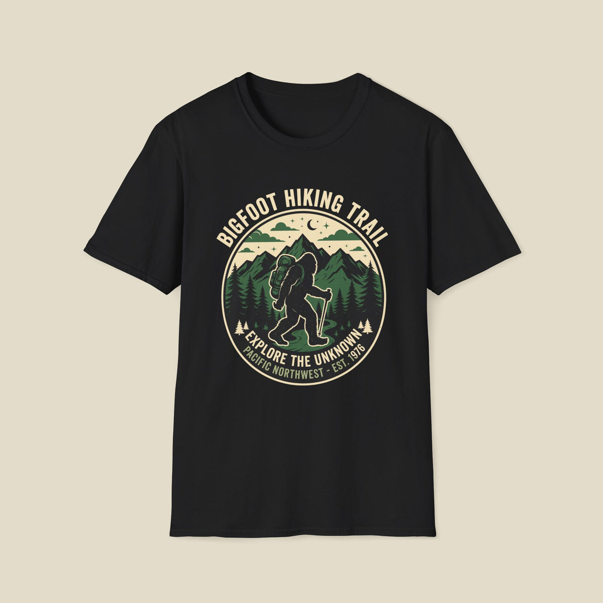 Bigfoot Hiking Trail T-Shirt — Explore the Unknown Outdoor Adventure Tee