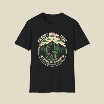 Bigfoot Hiking Trail T-Shirt — Explore the Unknown Outdoor Adventure Tee