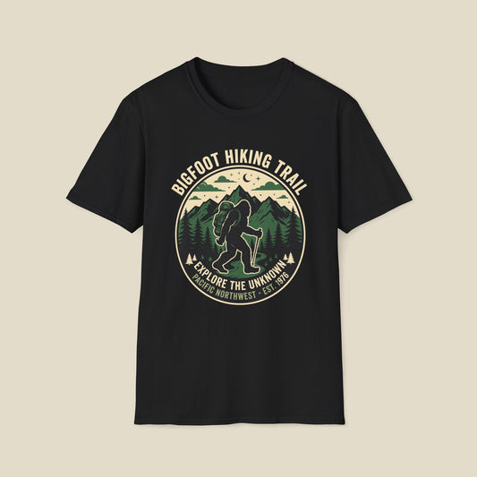 Bigfoot Hiking Trail T-Shirt — Explore the Unknown Outdoor Adventure Tee