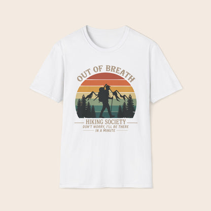 Out of Breath Hiking Society T-Shirt — Funny Retro Hiker Tee