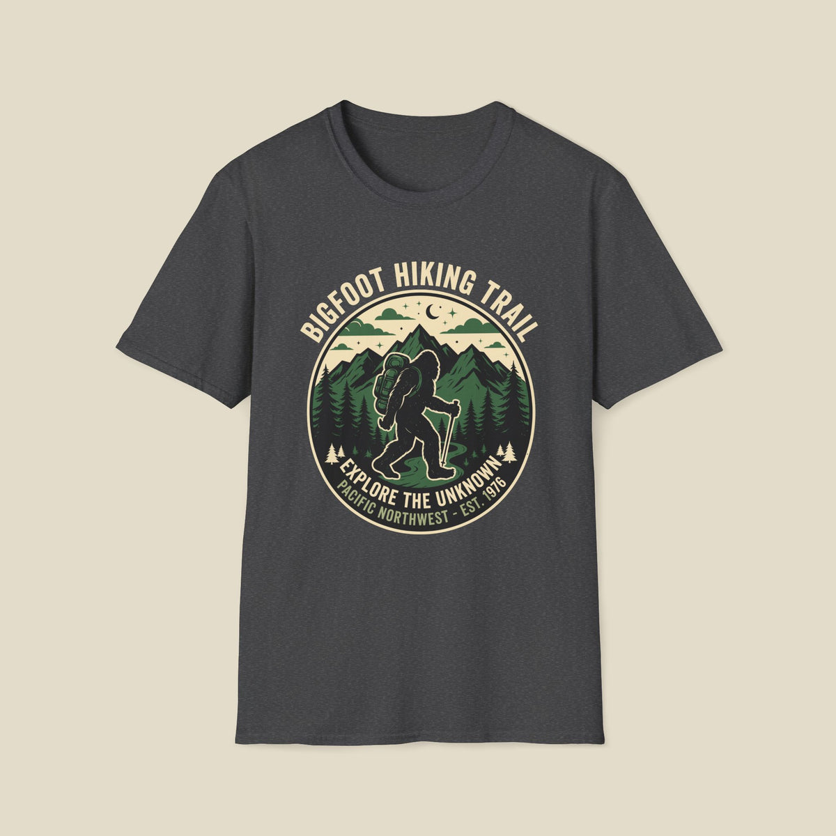 Bigfoot Hiking Trail T-Shirt — Explore the Unknown Outdoor Adventure Tee