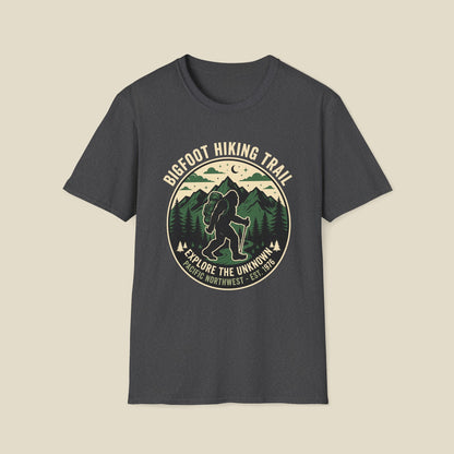 Bigfoot Hiking Trail T-Shirt — Explore the Unknown Outdoor Adventure Tee