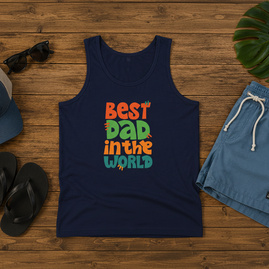 Best Dad in The World Customized Unisex Jersey Tank