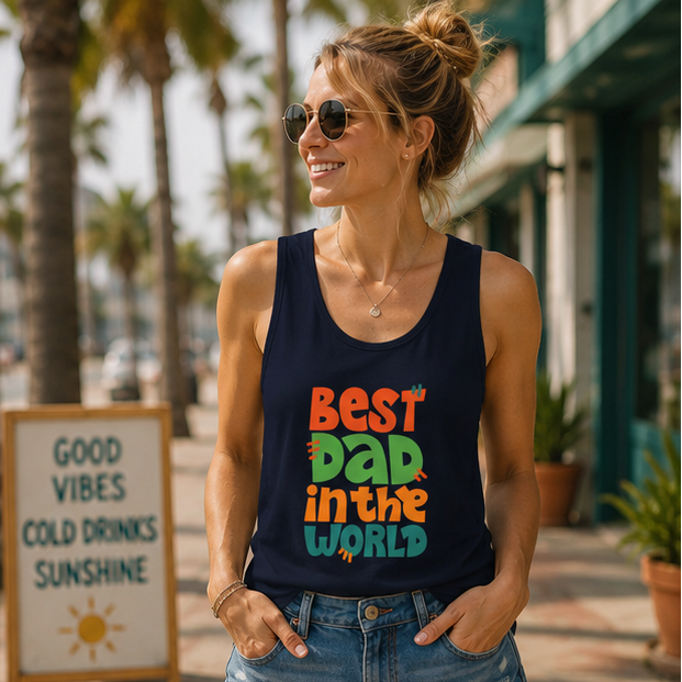 Best Dad in The World Customized Unisex Jersey Tank